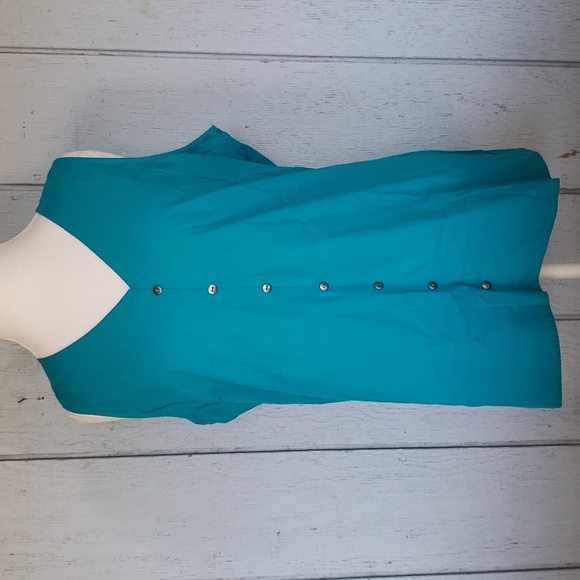 Cruel Denim Teal Cut Out Back Sleeveless Top Teal Button Tank Top - Picture 4 of 13